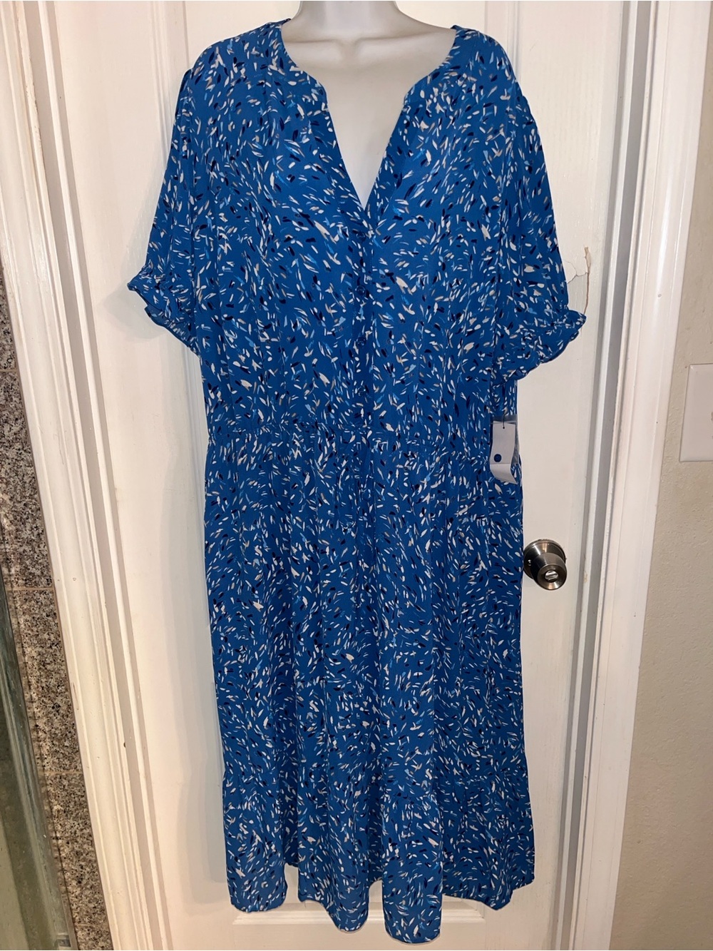 NWT Brannan women's short sleeve confetti midi fit + flare dress, size 2X